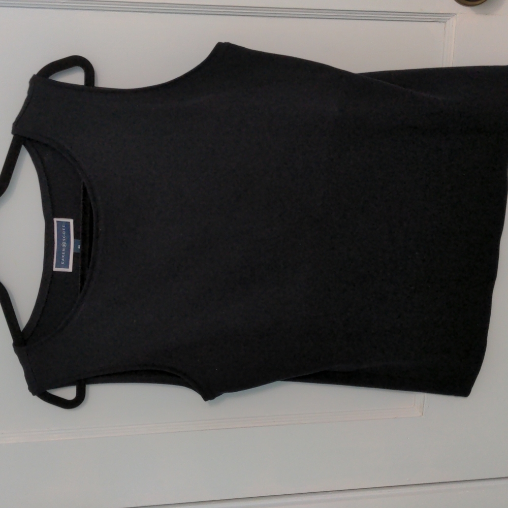 Karen Scott Sz PL Black Soft Versatile Sleeveless Top